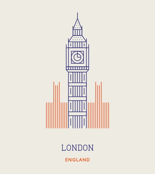 Ilustración de arquitectura emblemática realizada por Makers Company