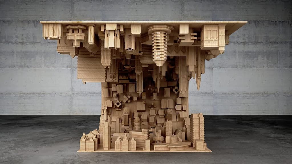 Mesa de centro Wave City de Stelios Mousarris, inspirada en la película Origen