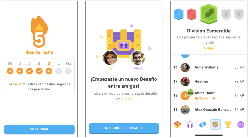 Ejemplo Gamificación Duolingo
